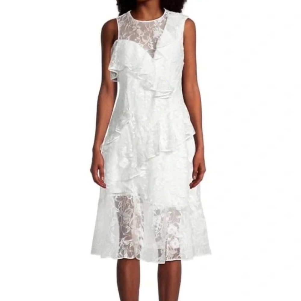 Sachin + Babi White Lace Tiered Ruffle Dress